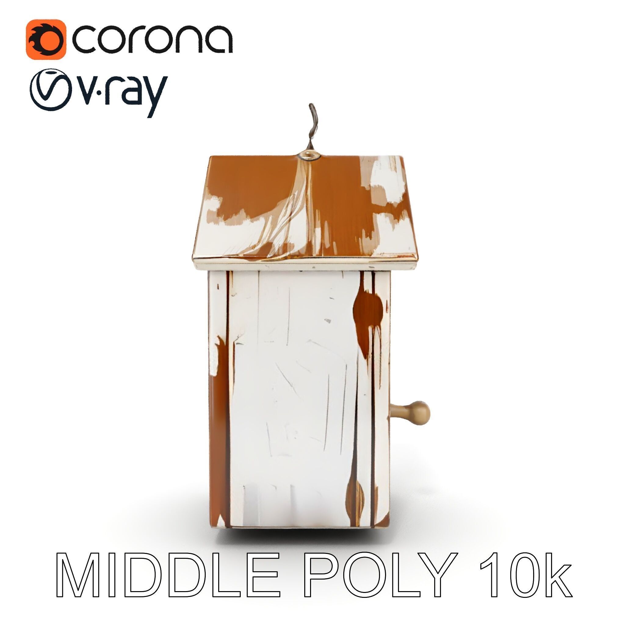 Rustic Wooden Birdhouse Model Pack Low-poly 3D model_15