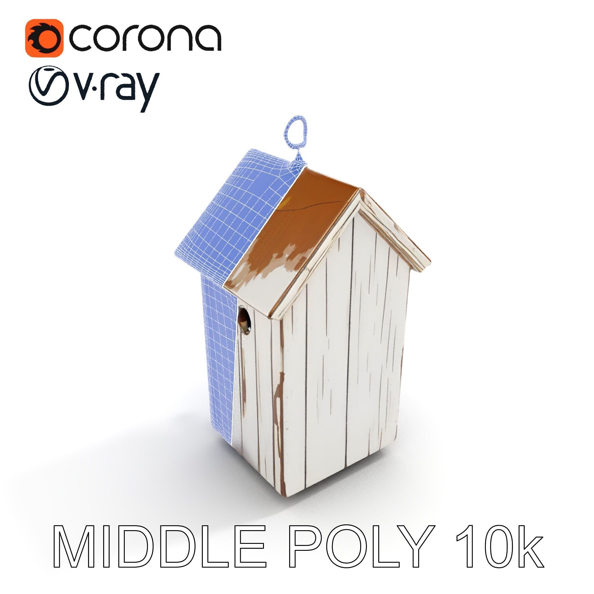 Rustic Wooden Birdhouse Model Pack Low-poly 3D model_23