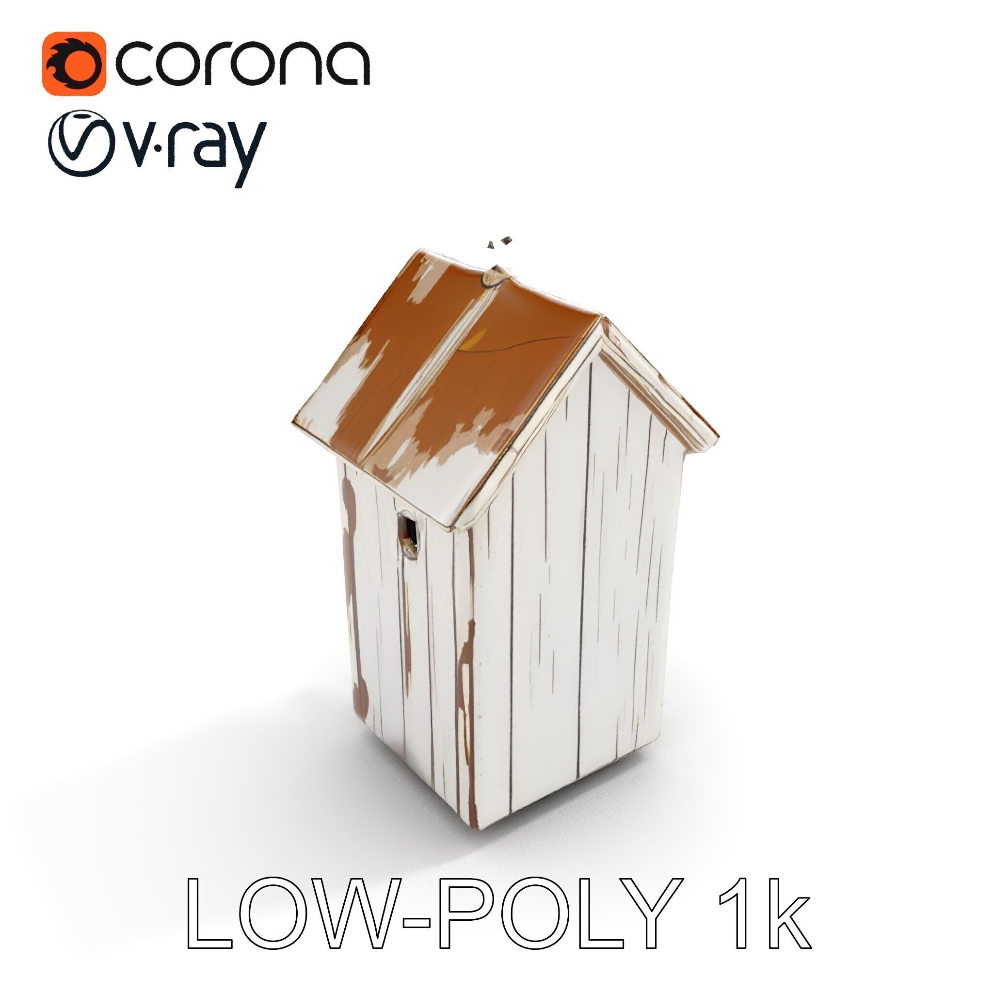 Rustic Wooden Birdhouse Model Pack Low-poly 3D model_10