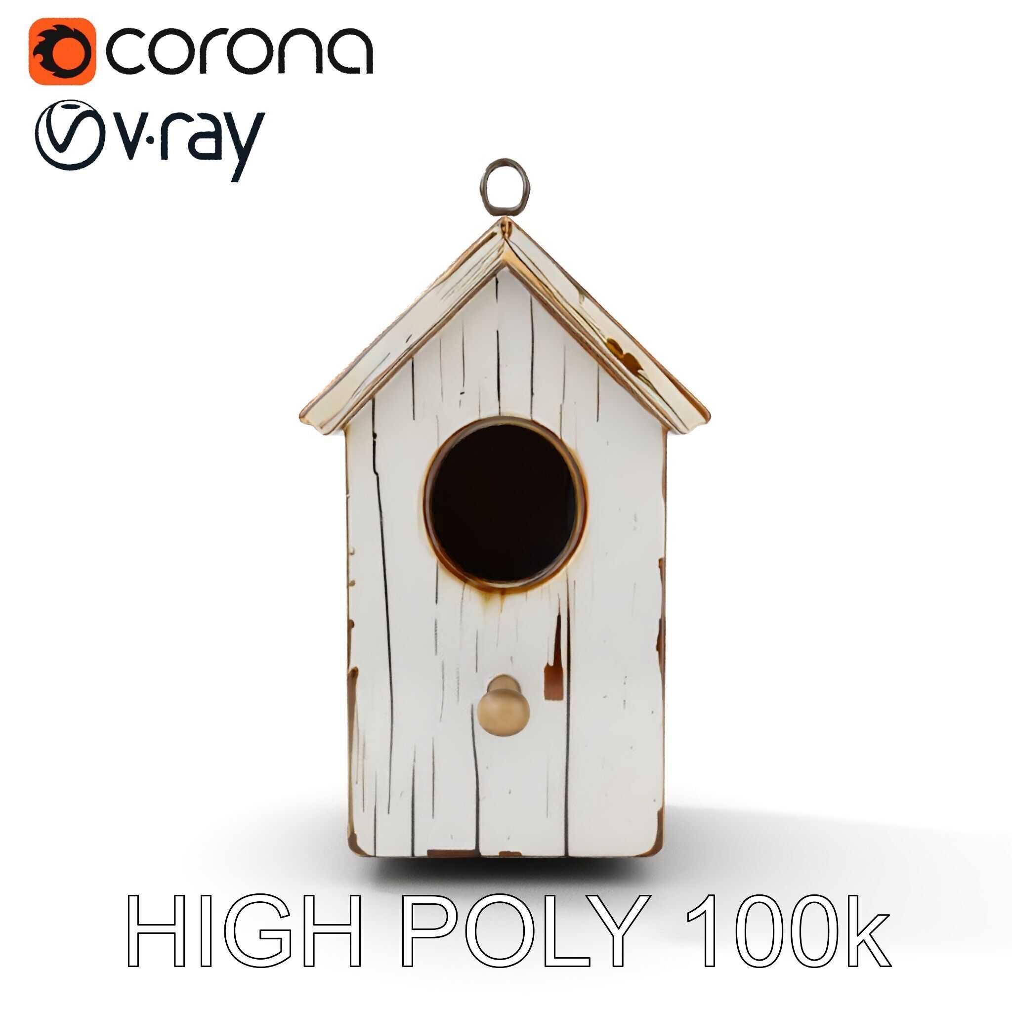 Rustic Wooden Birdhouse Model Pack Low-poly 3D model_22