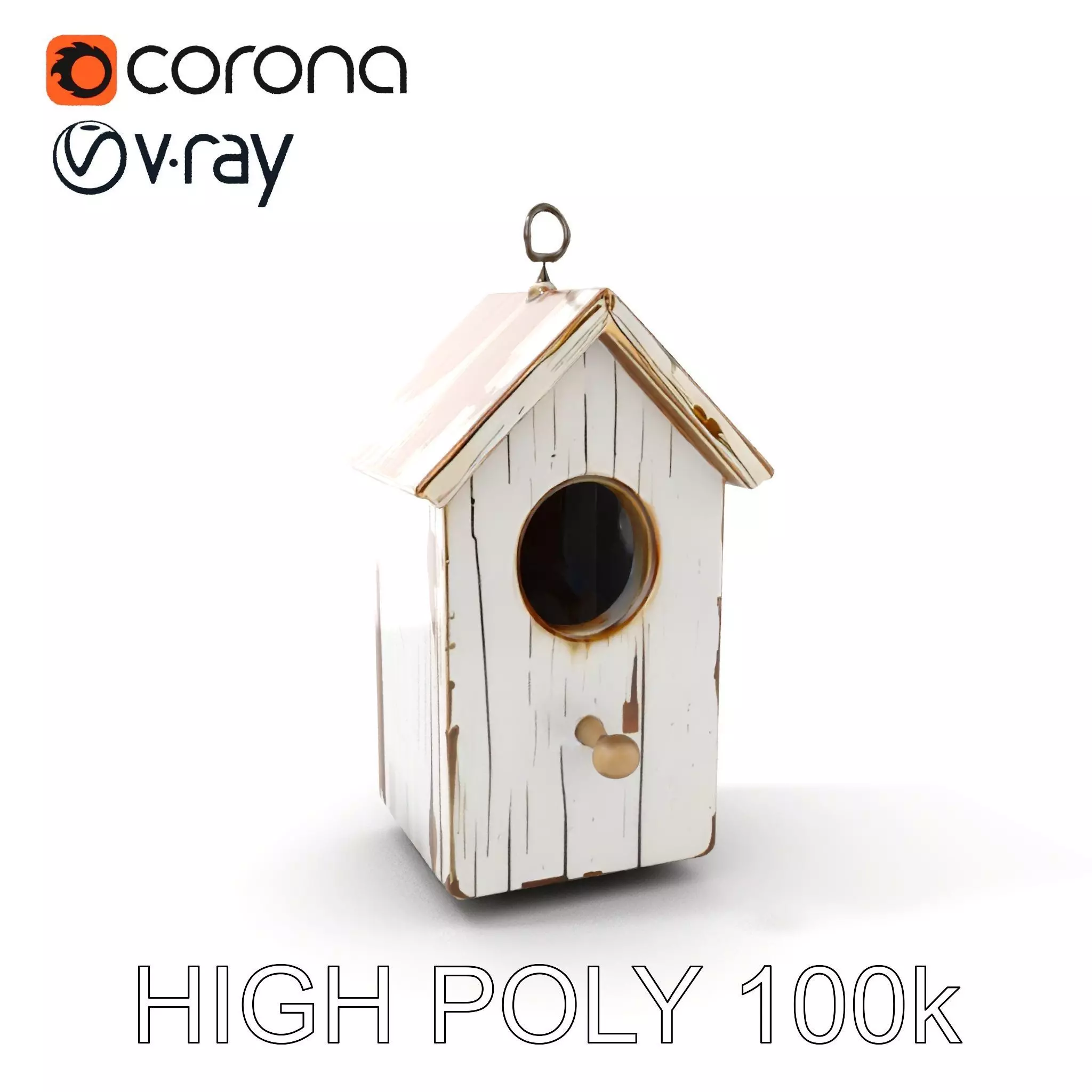 Rustic Wooden Birdhouse Model Pack Low-poly 3D model_0