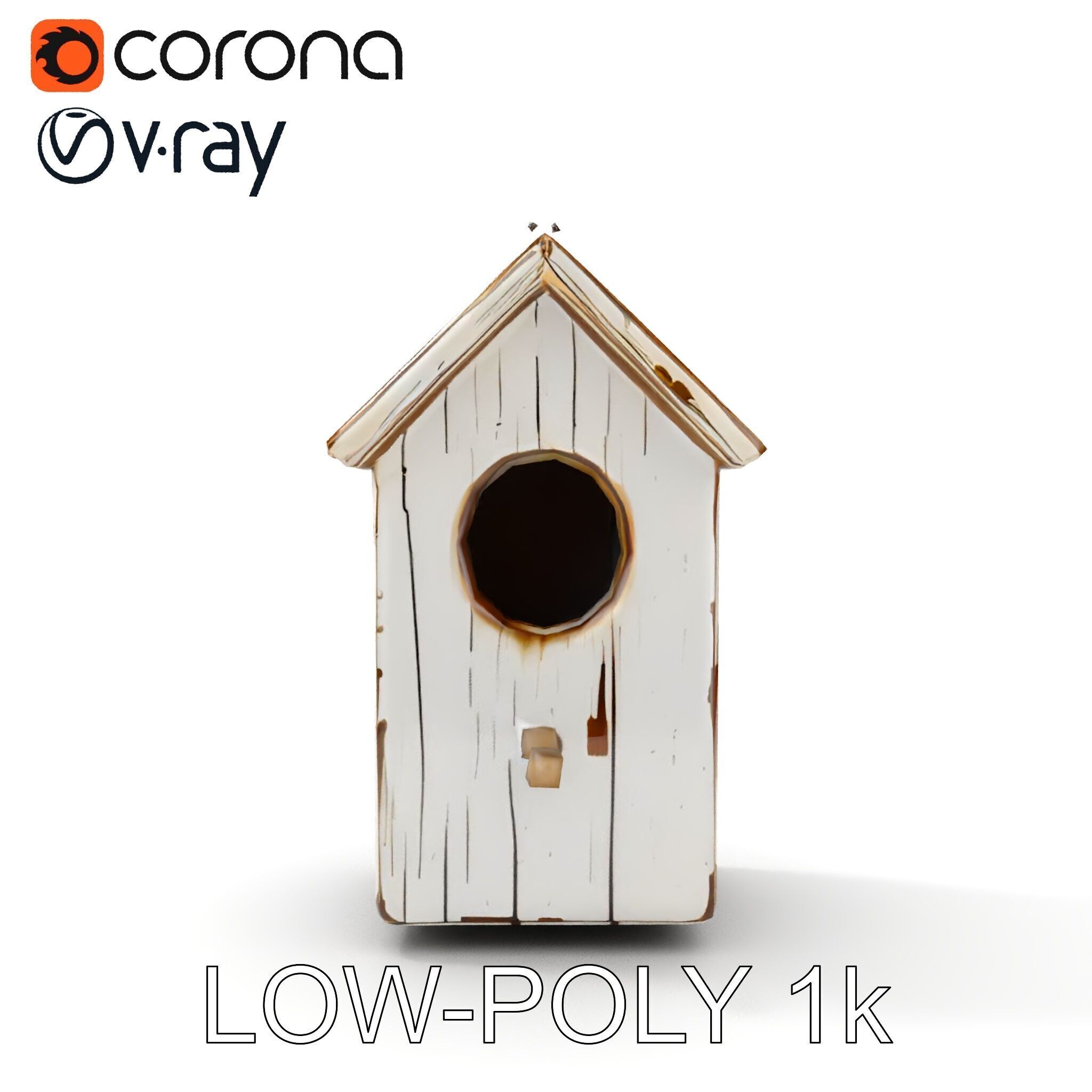 Rustic Wooden Birdhouse Model Pack Low-poly 3D model_24
