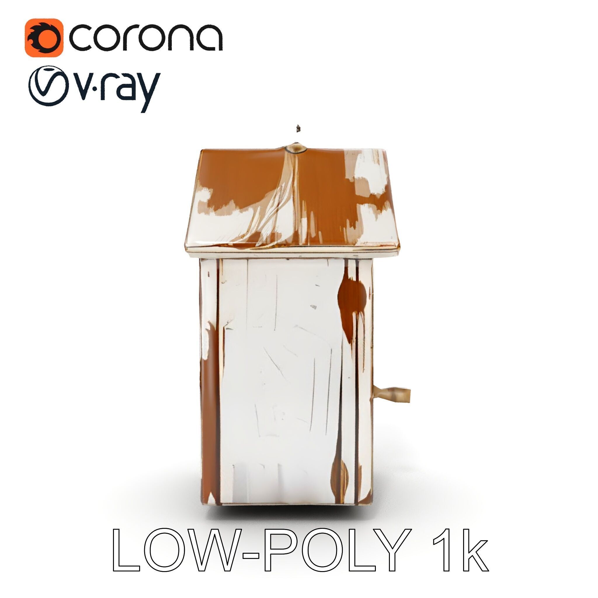 Rustic Wooden Birdhouse Model Pack Low-poly 3D model_18