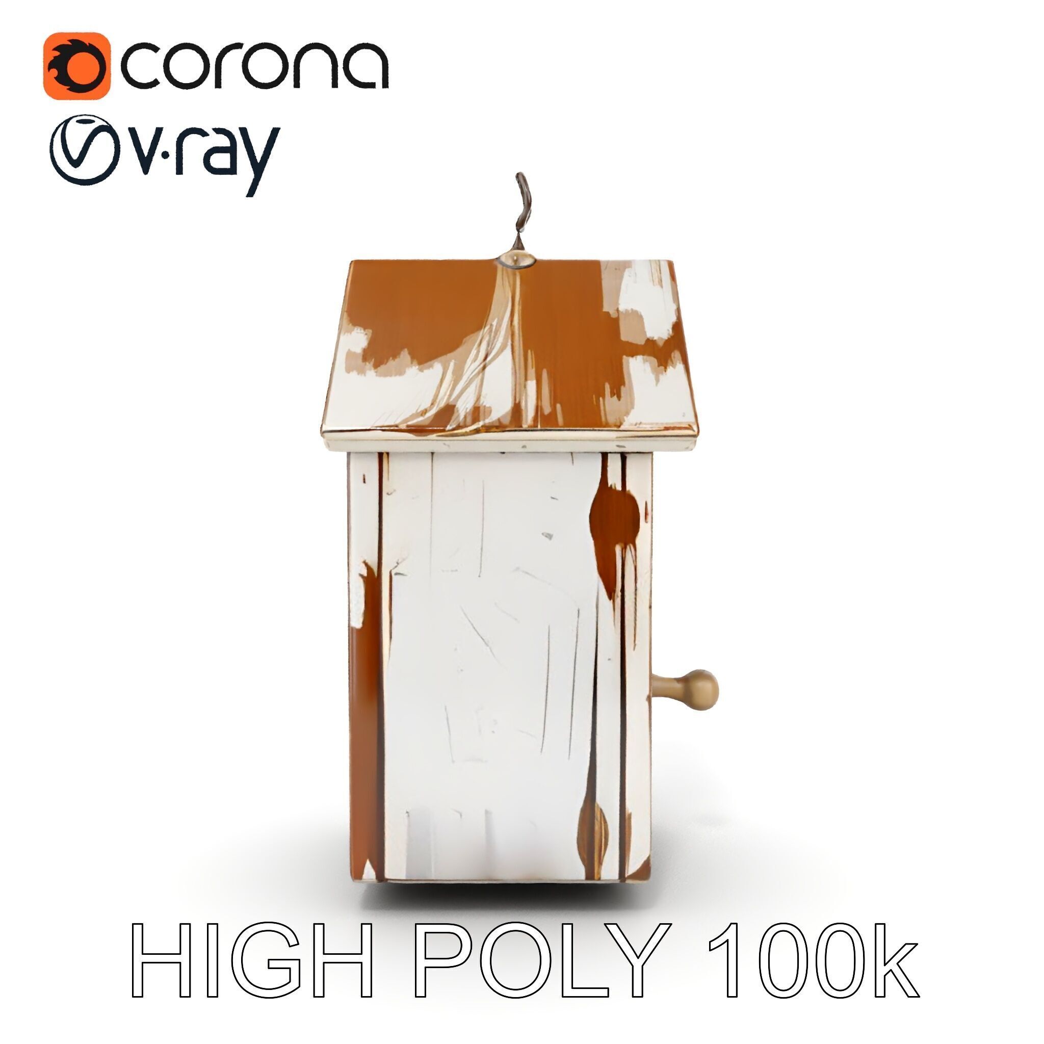 Rustic Wooden Birdhouse Model Pack Low-poly 3D model_19