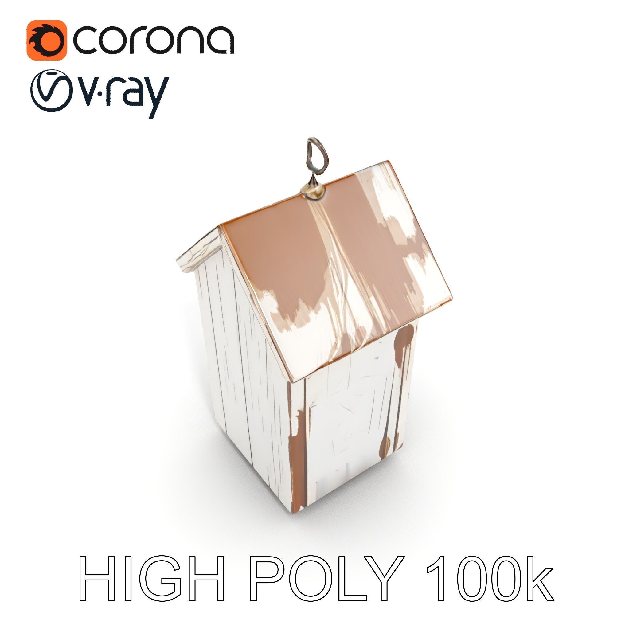 Rustic Wooden Birdhouse Model Pack Low-poly 3D model_11