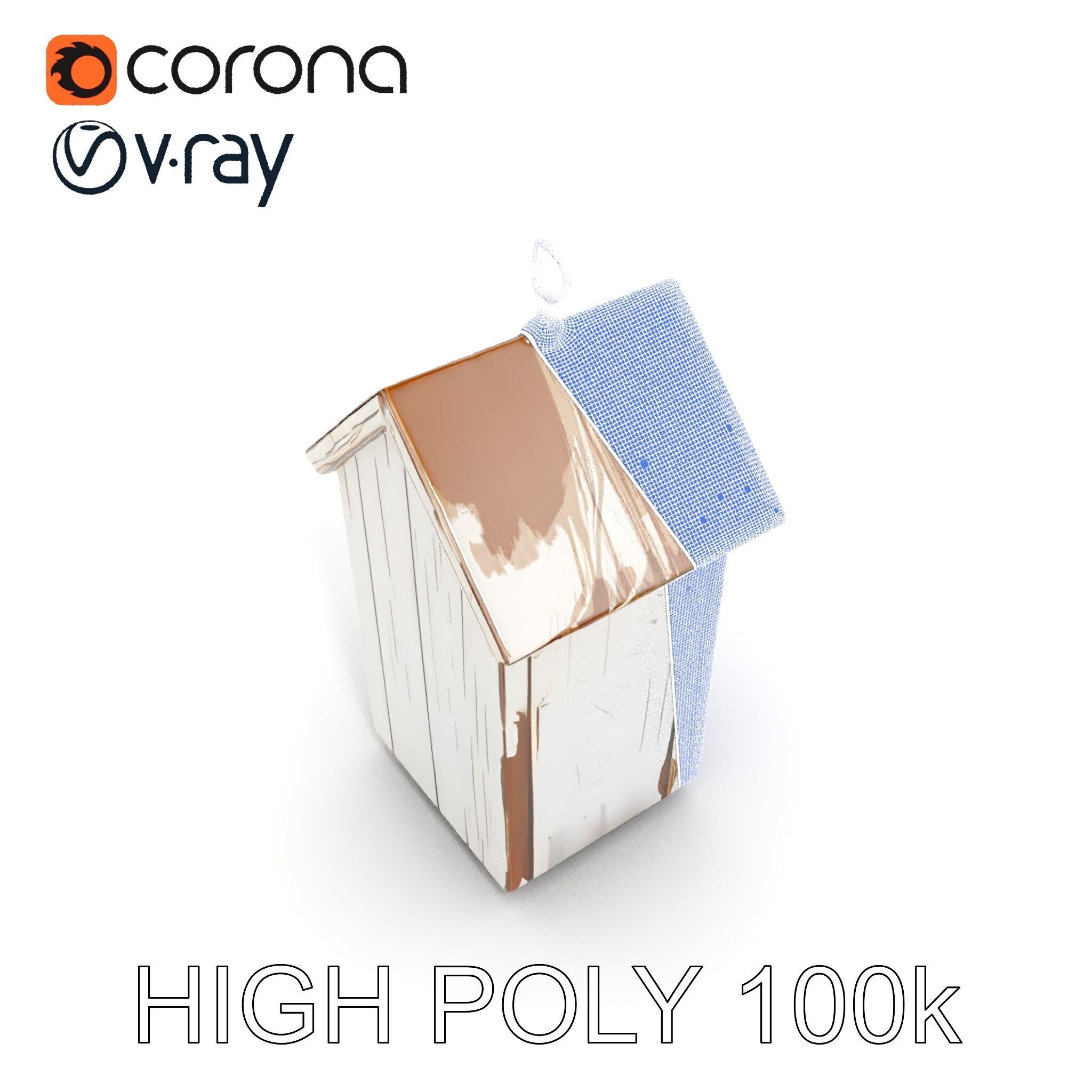 Rustic Wooden Birdhouse Model Pack Low-poly 3D model_27