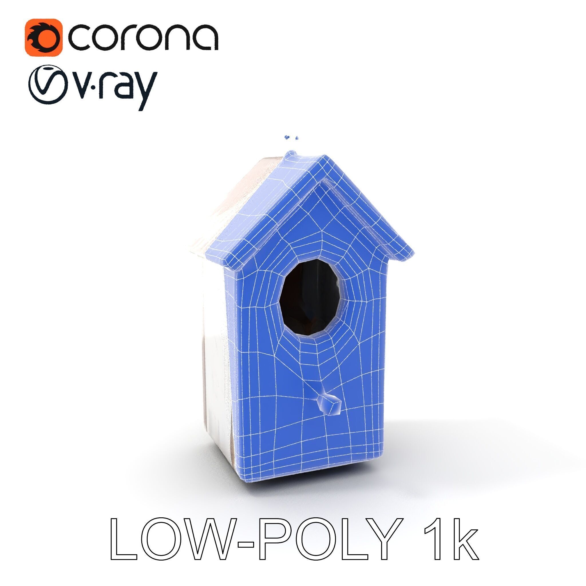 Rustic Wooden Birdhouse Model Pack Low-poly 3D model_16