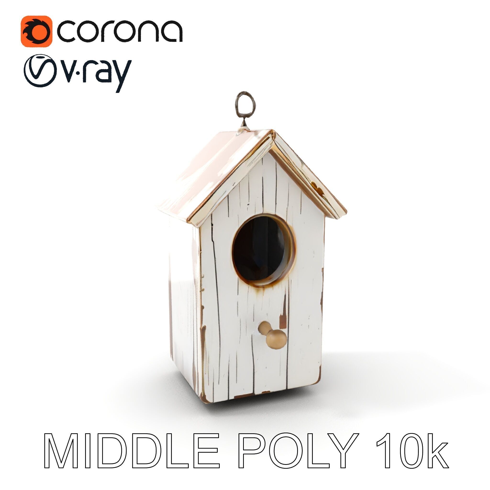 Rustic Wooden Birdhouse Model Pack Low-poly 3D model_7