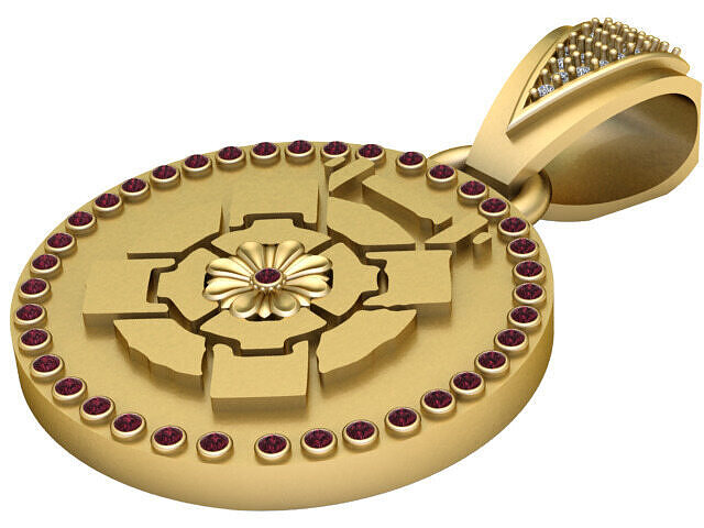FLOWER ROUND PENDANT  3D print model