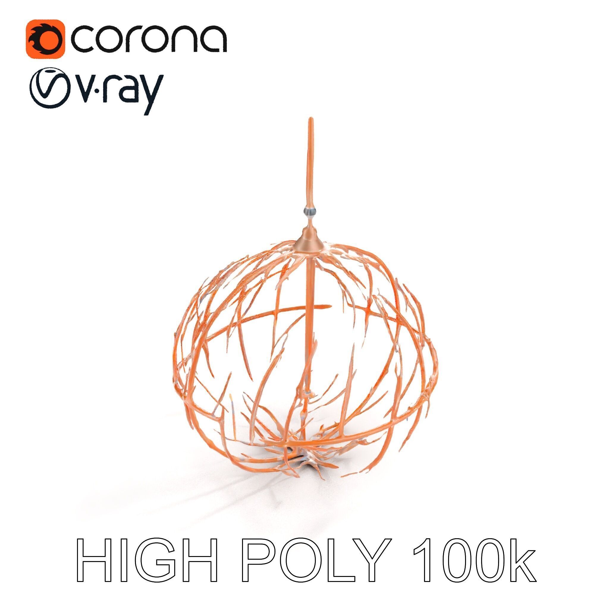 Rustic Spherical Pendant Light Model Pack Low-poly 3D model_12