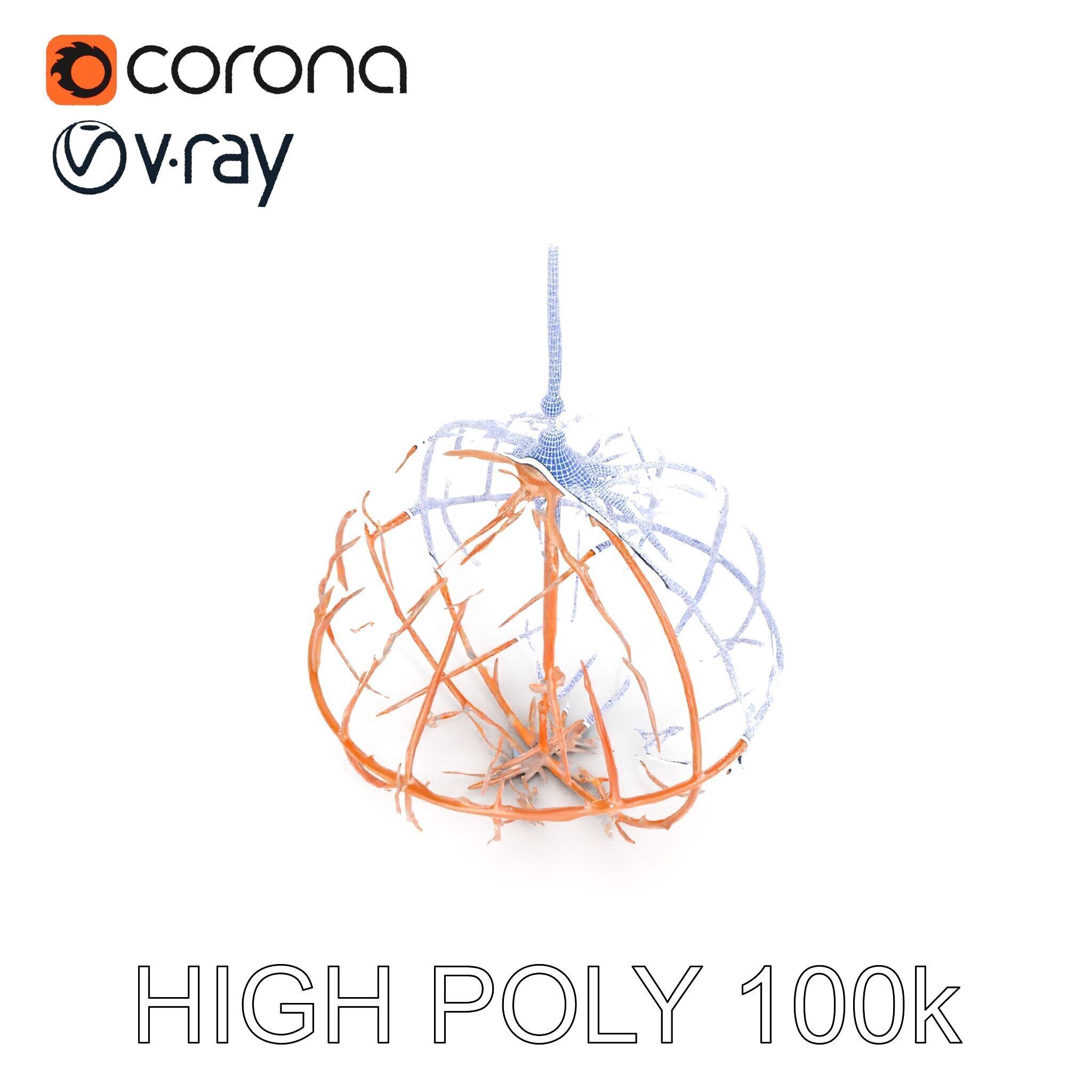 Rustic Spherical Pendant Light Model Pack Low-poly 3D model_20