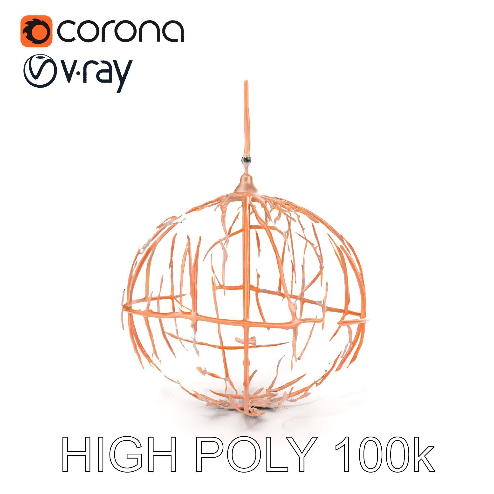 Rustic Spherical Pendant Light Model Pack Low-poly 3D model_23