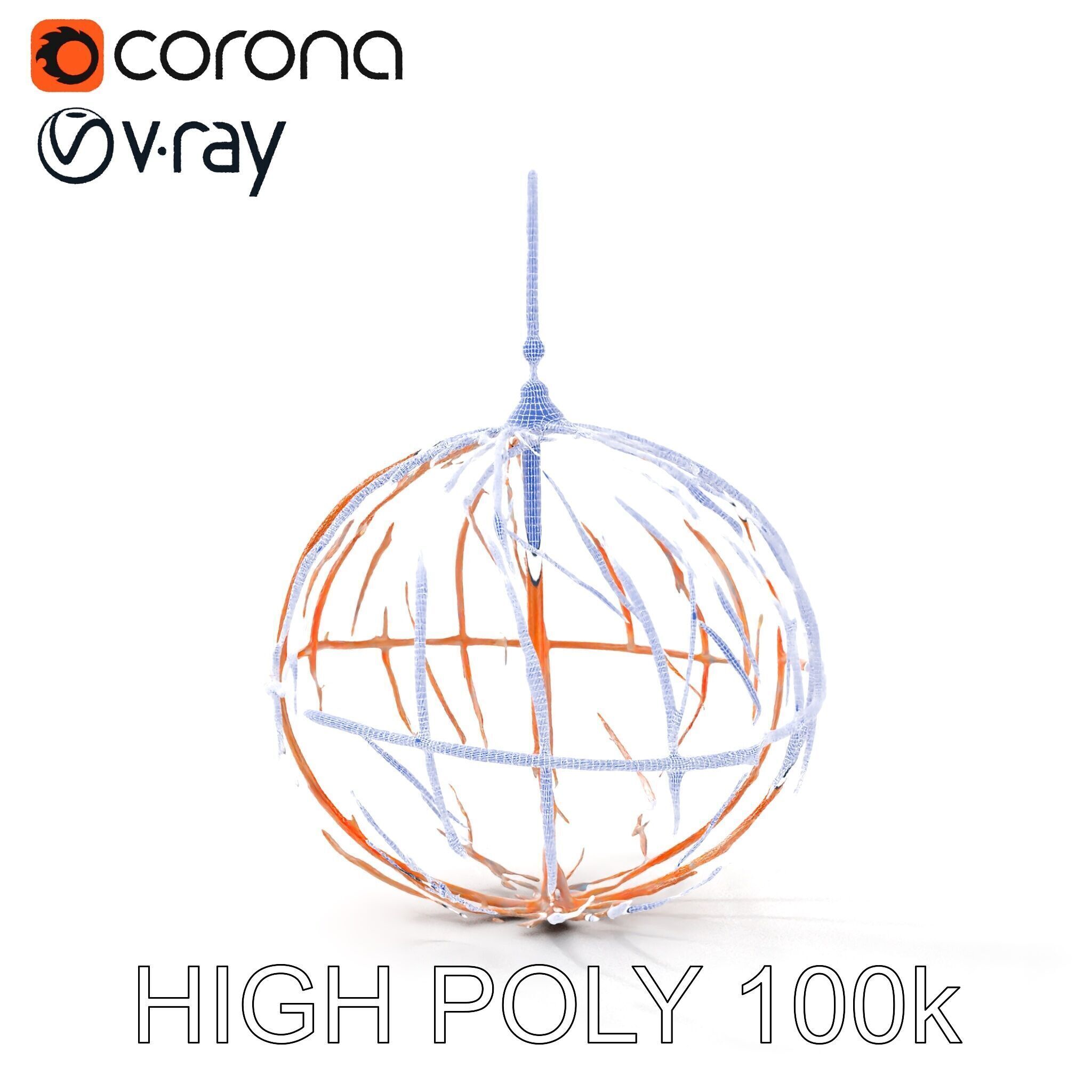 Rustic Spherical Pendant Light Model Pack Low-poly 3D model_32