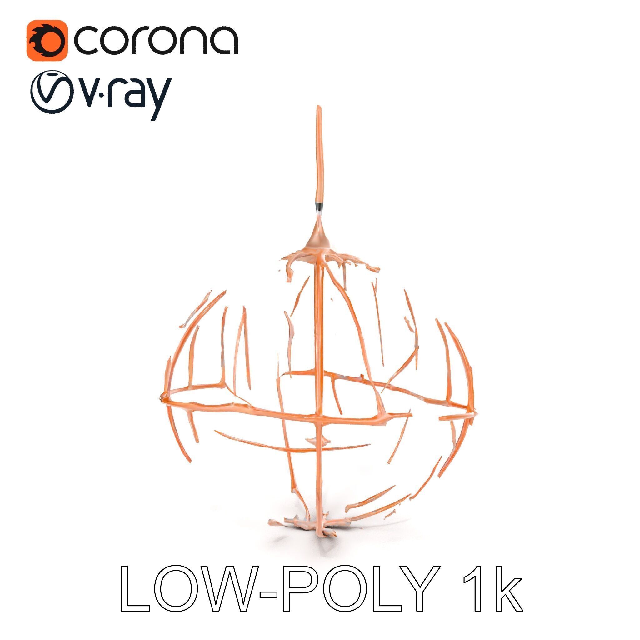 Rustic Spherical Pendant Light Model Pack Low-poly 3D model_25