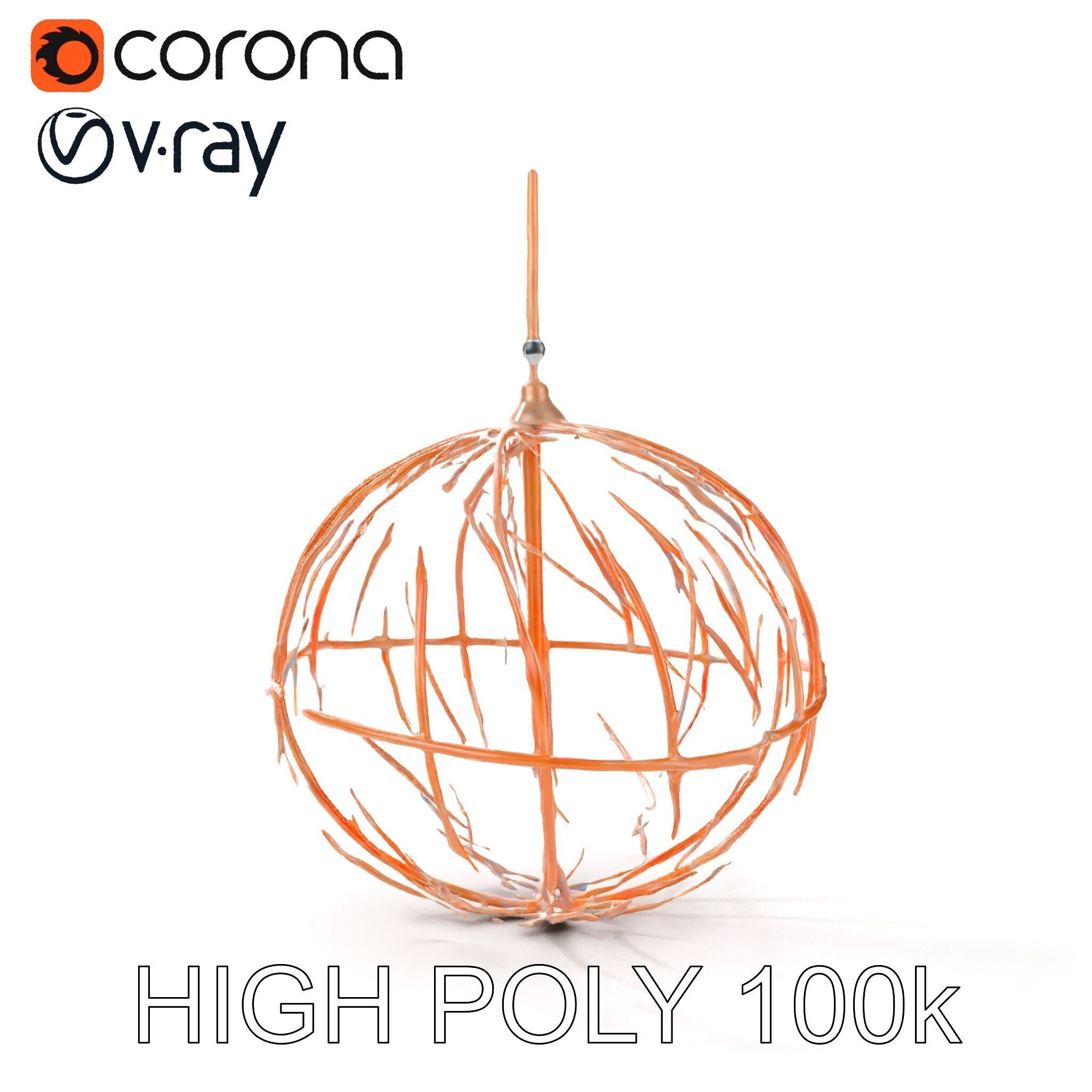Rustic Spherical Pendant Light Model Pack Low-poly 3D model_17