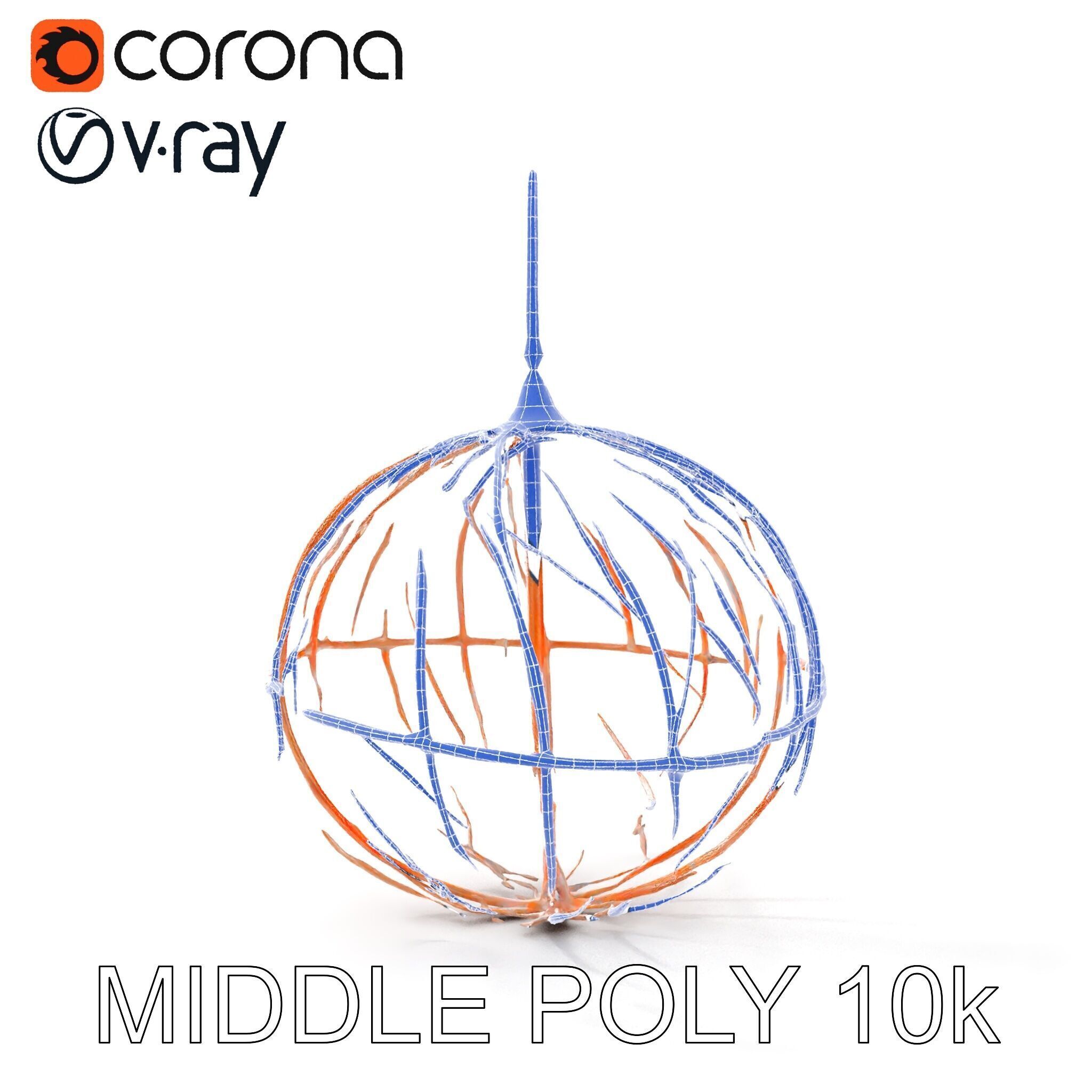 Rustic Spherical Pendant Light Model Pack Low-poly 3D model_13