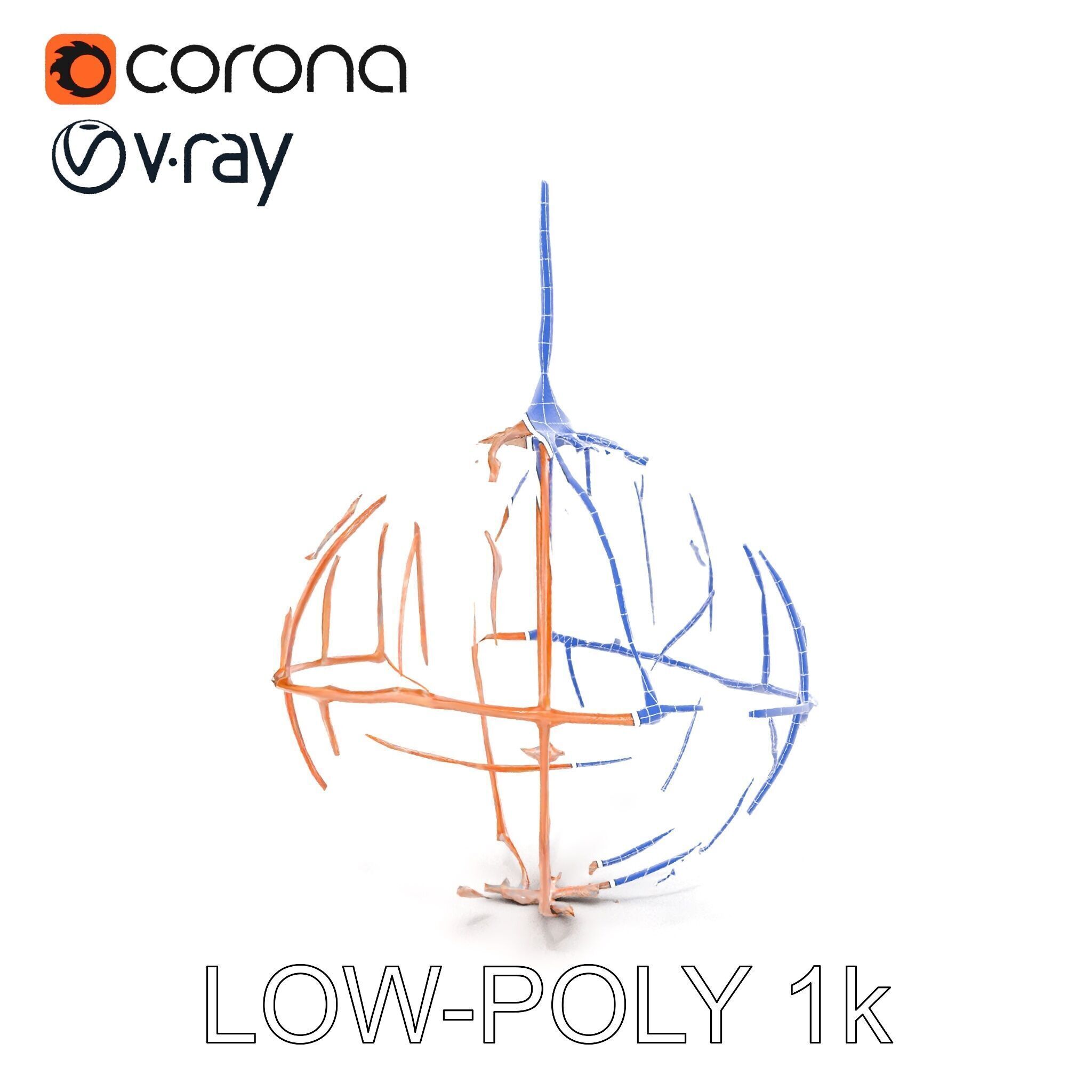 Rustic Spherical Pendant Light Model Pack Low-poly 3D model_16