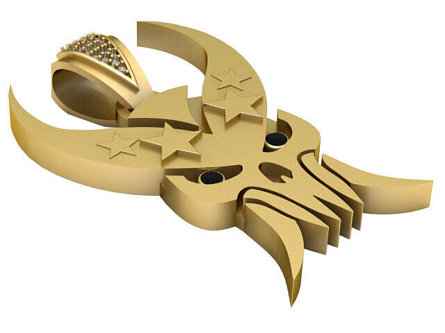 SKULL STAR  PENDANT  3D print model