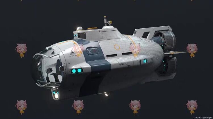 Futuristic Underwater Submarine 3D Model 3D model_1