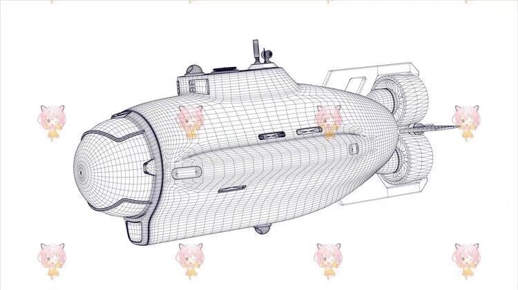 Futuristic Underwater Submarine 3D Model 3D model_4