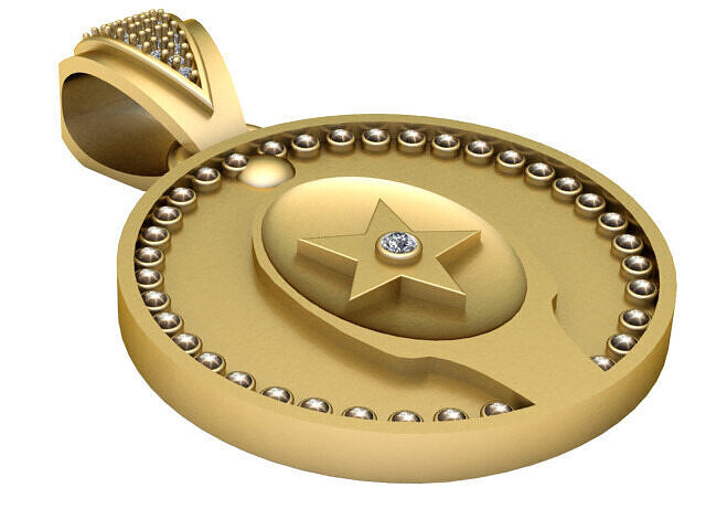 STAR ROUND PENDANT  3D print model