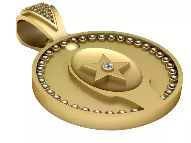 STAR ROUND PENDANT  3D print model