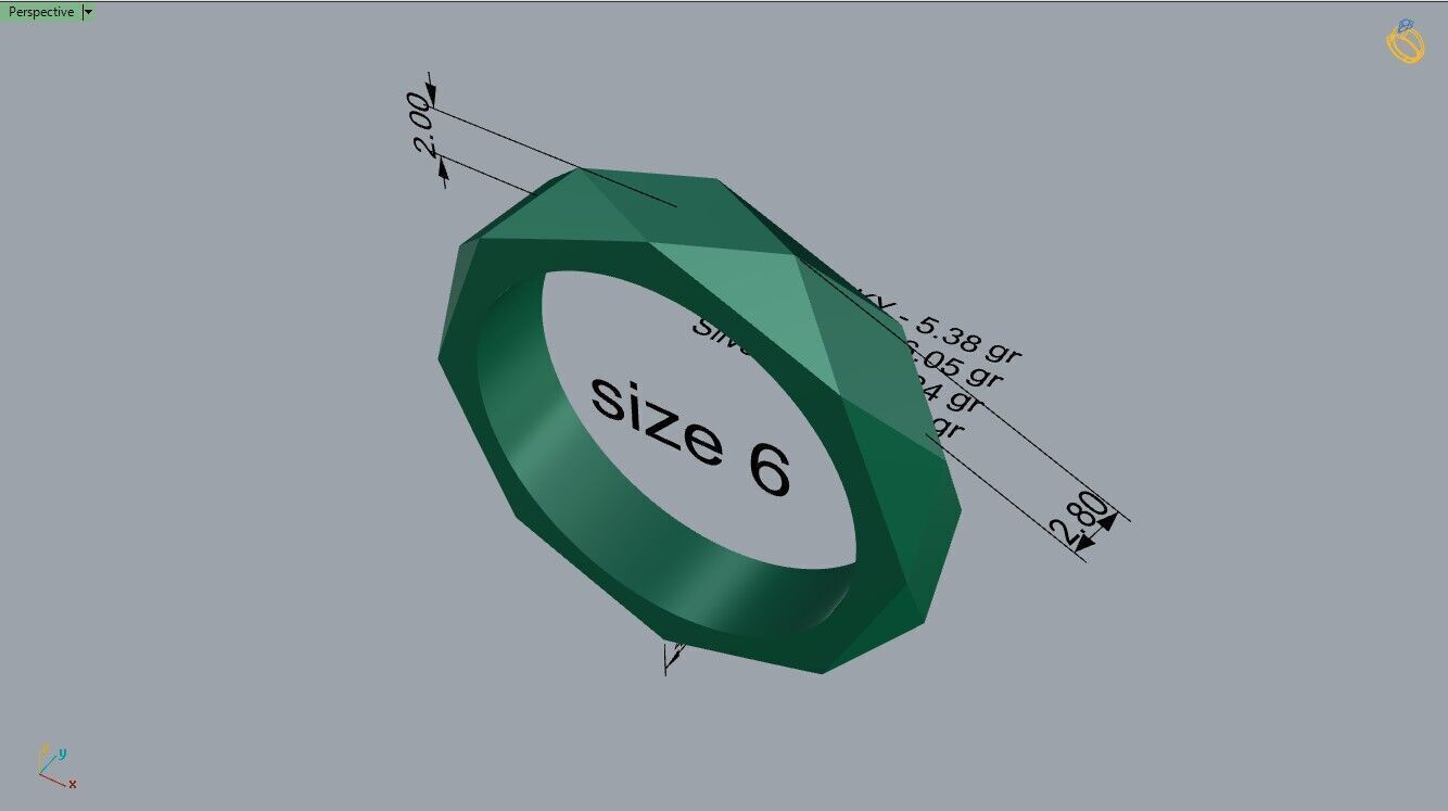 Faceted Ring 3D print model_4
