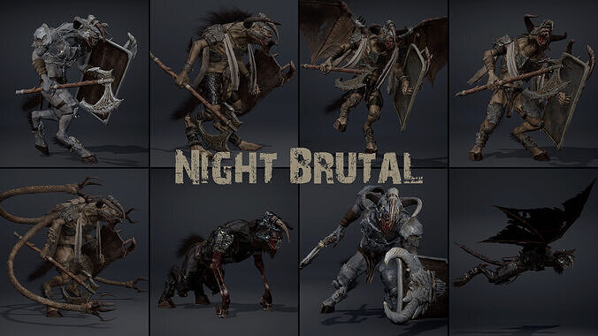 Night Brutal Warrior Low-poly 3D model