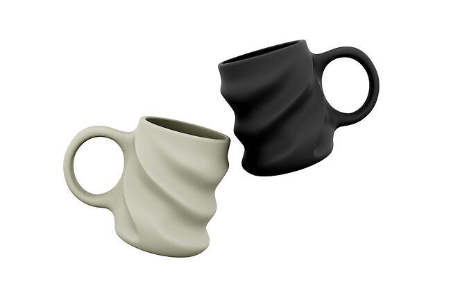 Modern Twisted Ceramic Mug 3D Model 18 Color Variations Low-poly 3D model