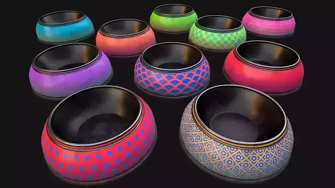 Bowl Pet Food Cat Dog 10 Colors Set 