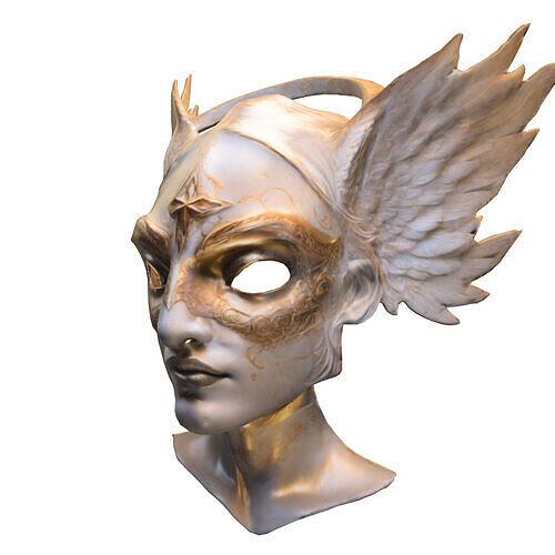 Seraphic Winged Mask  Low-poly 3D model