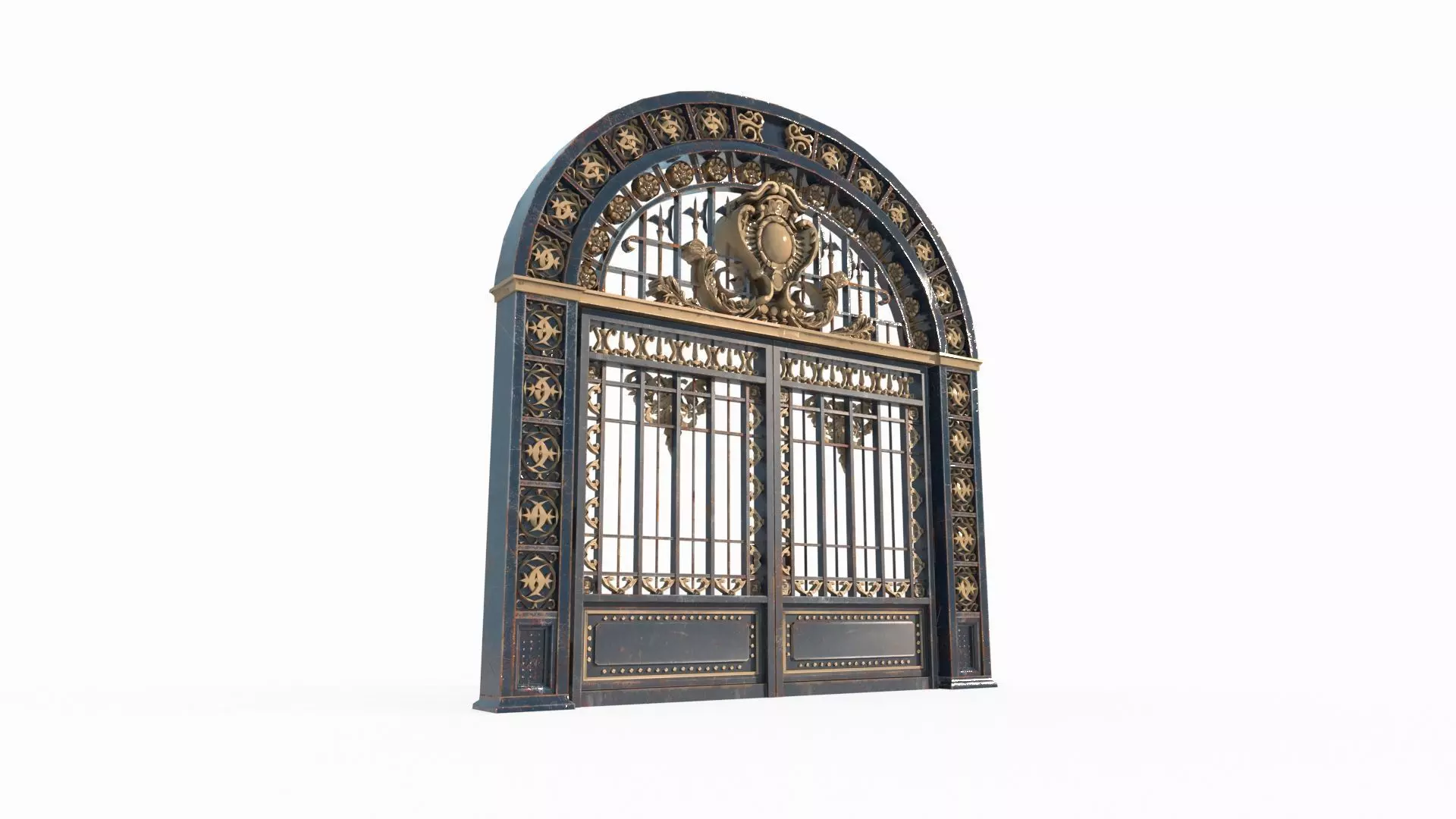 Ancient architectural structure iron gate 3D model_0