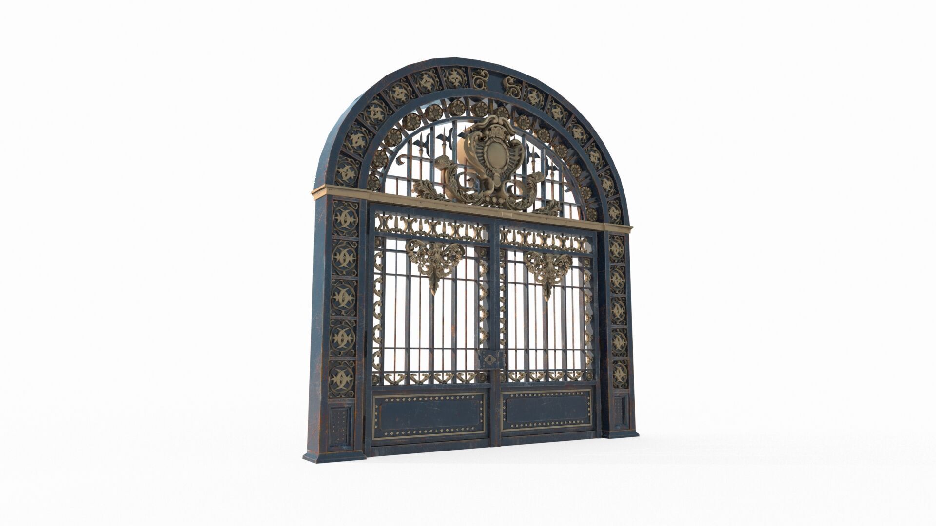 Ancient architectural structure iron gate 3D model_5