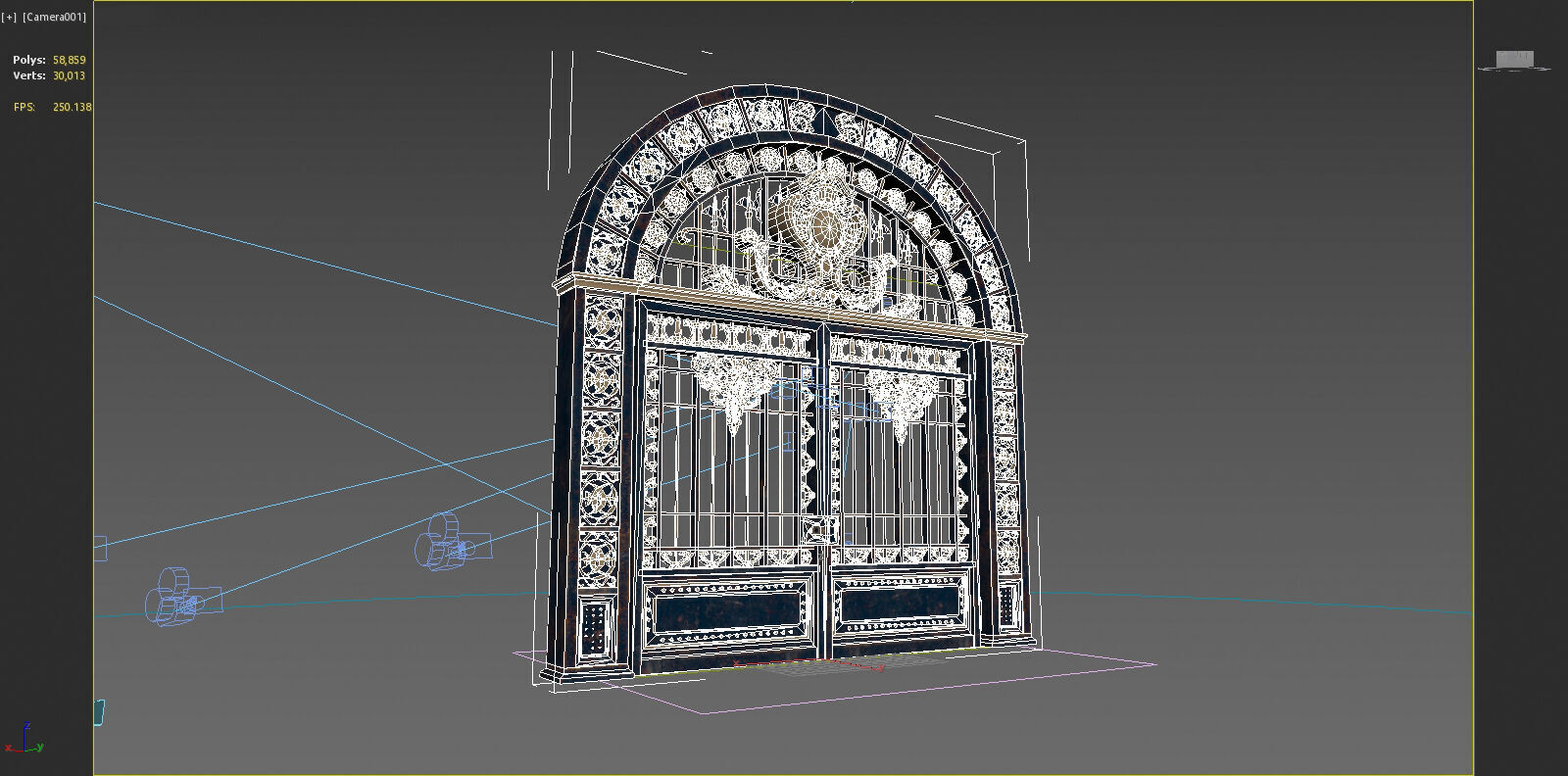 Ancient architectural structure iron gate 3D model_6