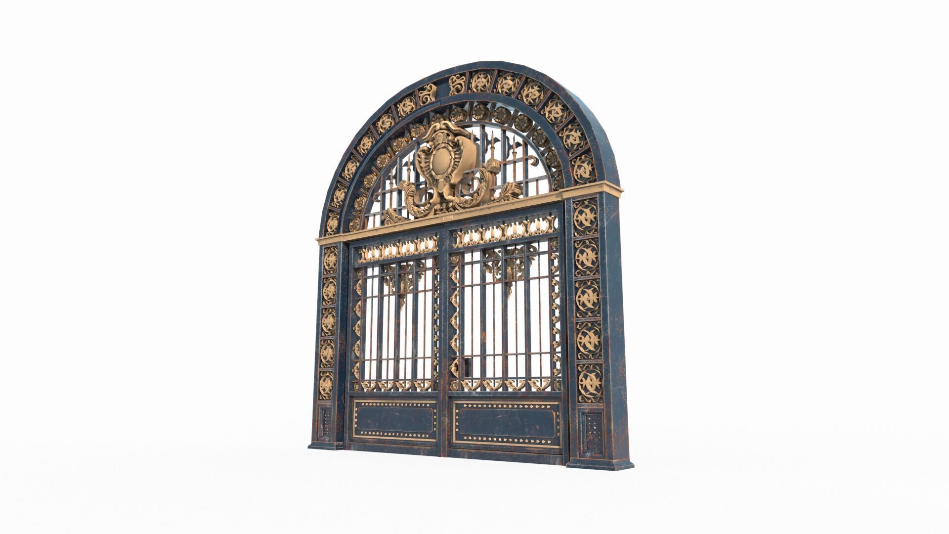 Ancient architectural structure iron gate 3D model_1
