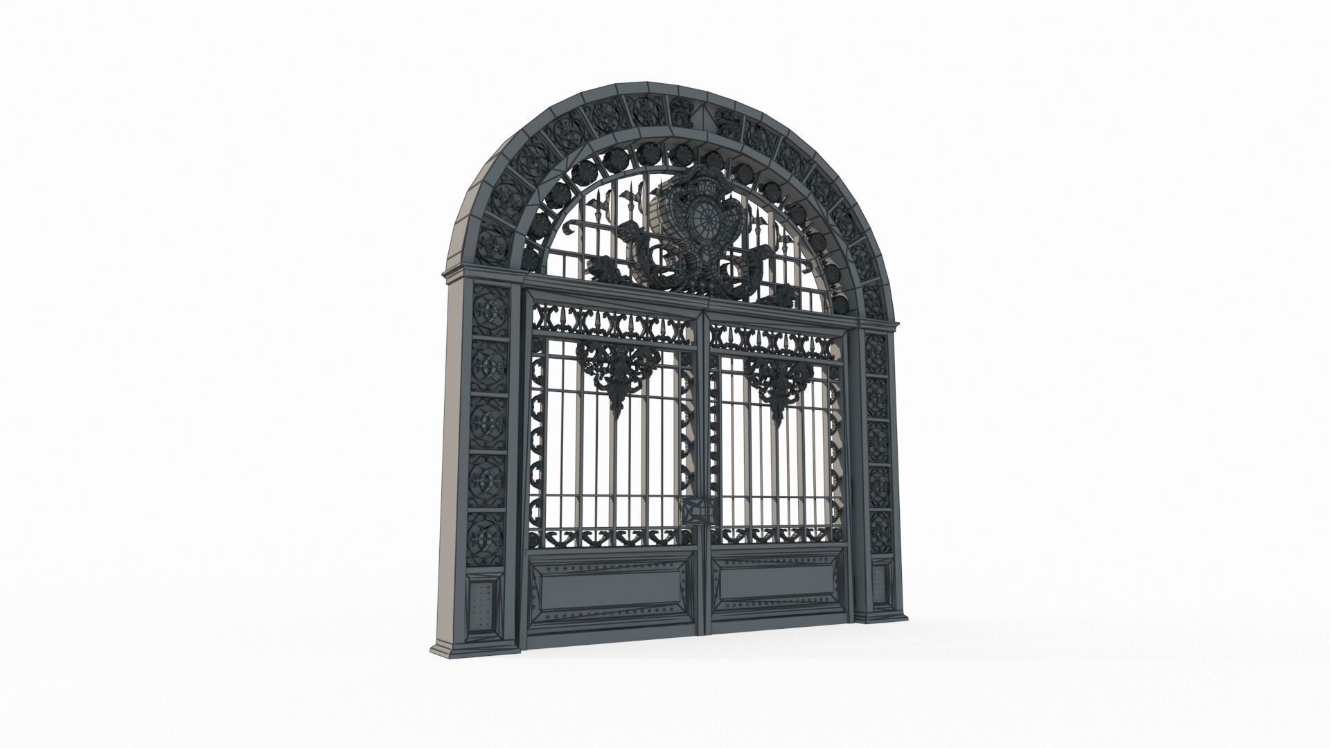 Ancient architectural structure iron gate 3D model_7