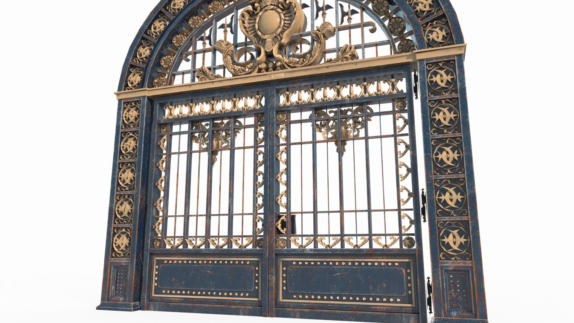 Ancient architectural structure iron gate 3D model_4