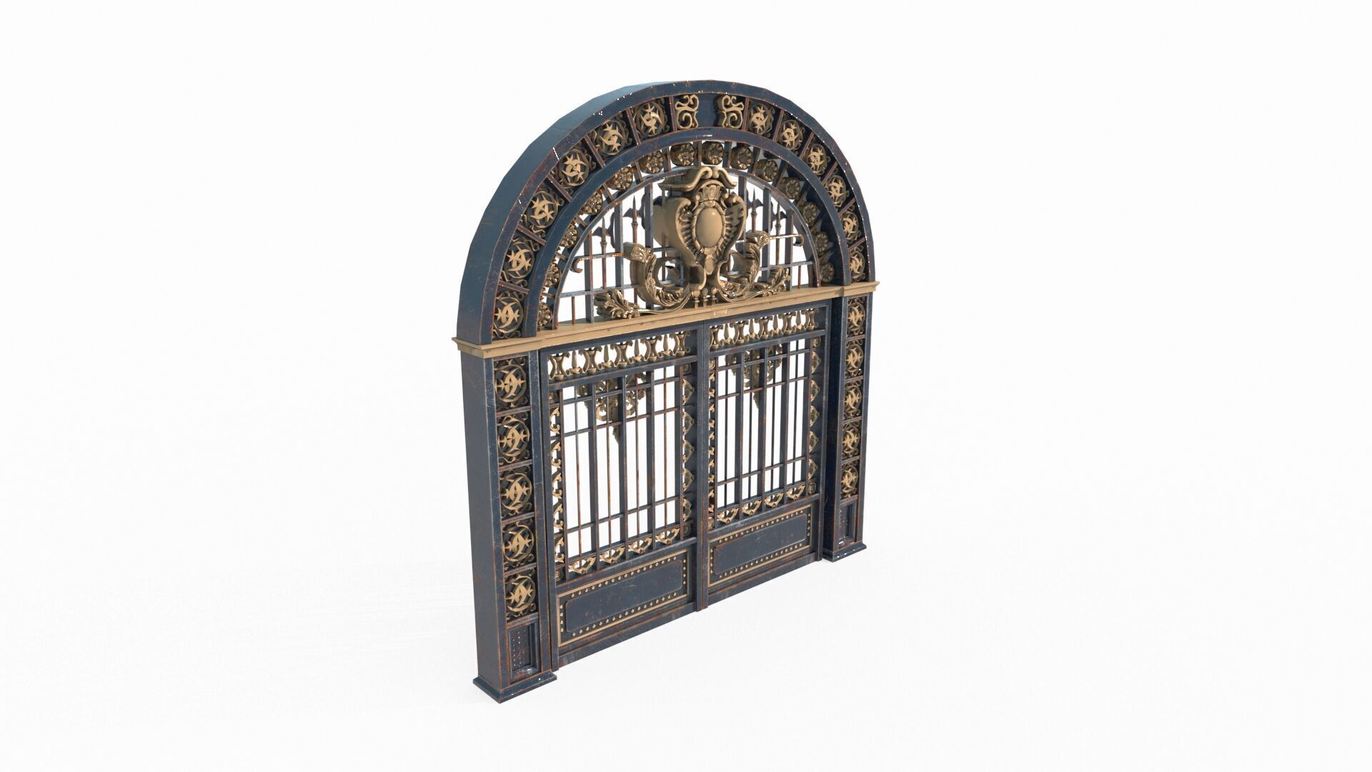 Ancient architectural structure iron gate 3D model_3