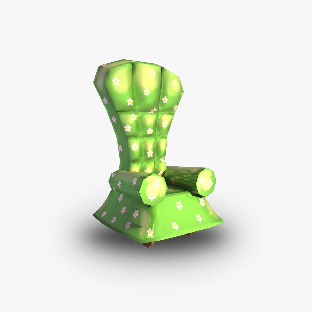 Chair with flowers Low-poly 3D model_2