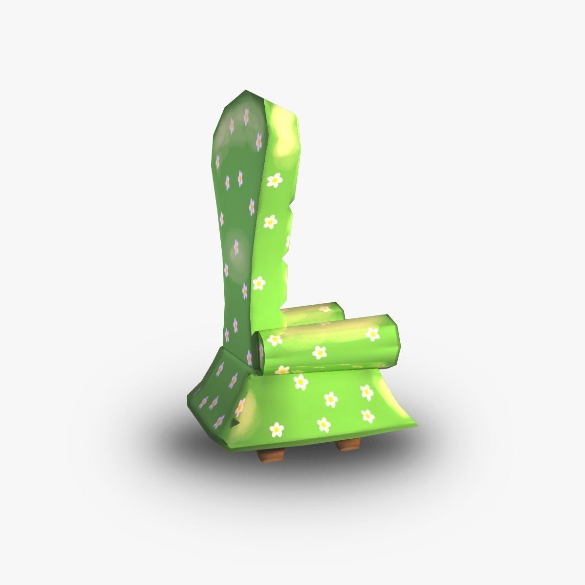 Chair with flowers Low-poly 3D model_5