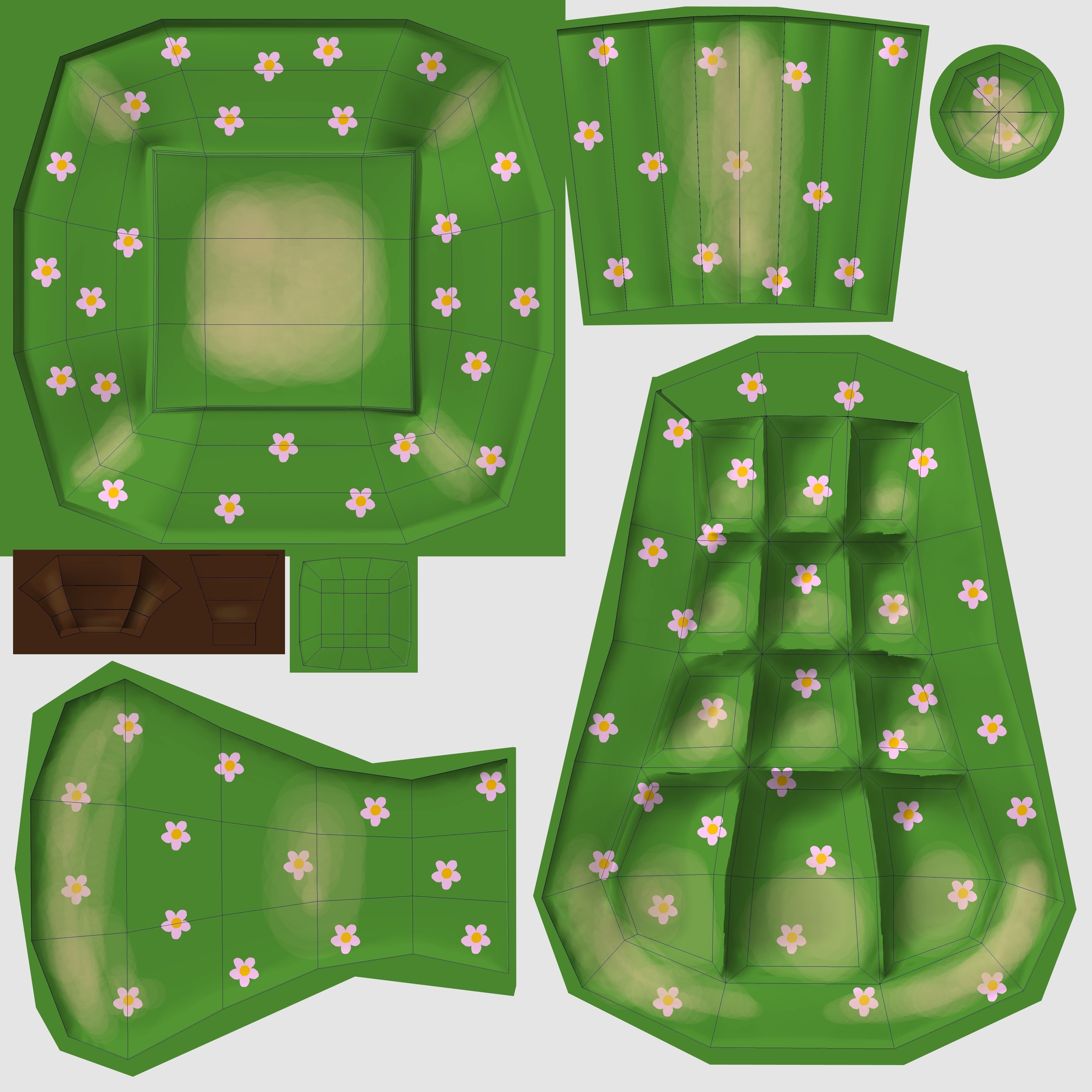 Chair with flowers Low-poly 3D model_8