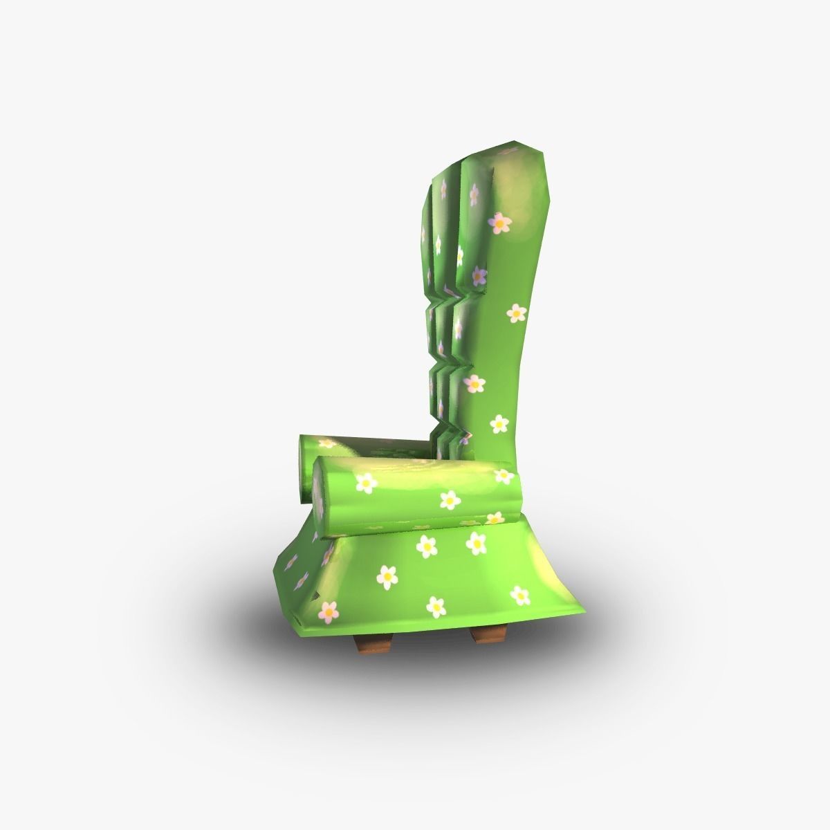 Chair with flowers Low-poly 3D model_3
