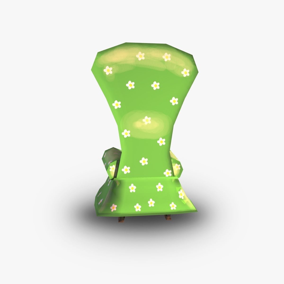 Chair with flowers Low-poly 3D model_4