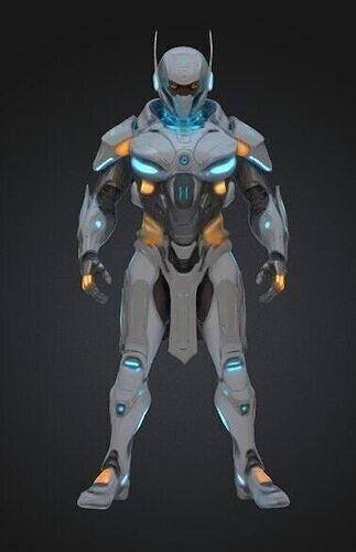 Futuristic Cyberpunk Warrior 3D Character Model Game Ready 3D model