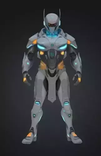 Futuristic Cyberpunk Warrior 3D Character Model Game Ready