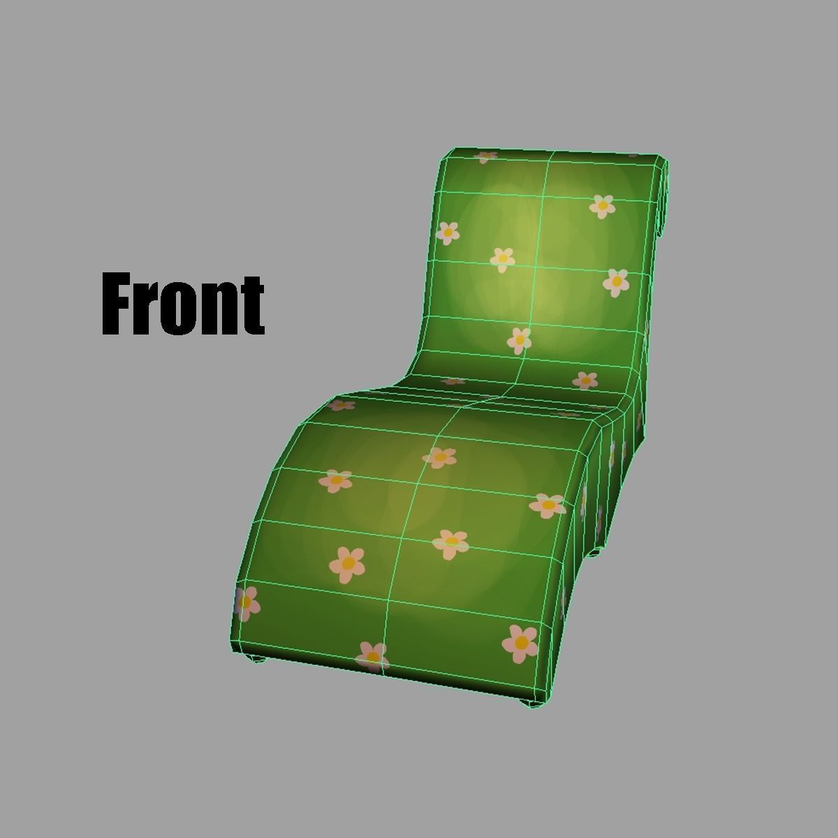 Chair lounge with flowers Low-poly 3D model_6