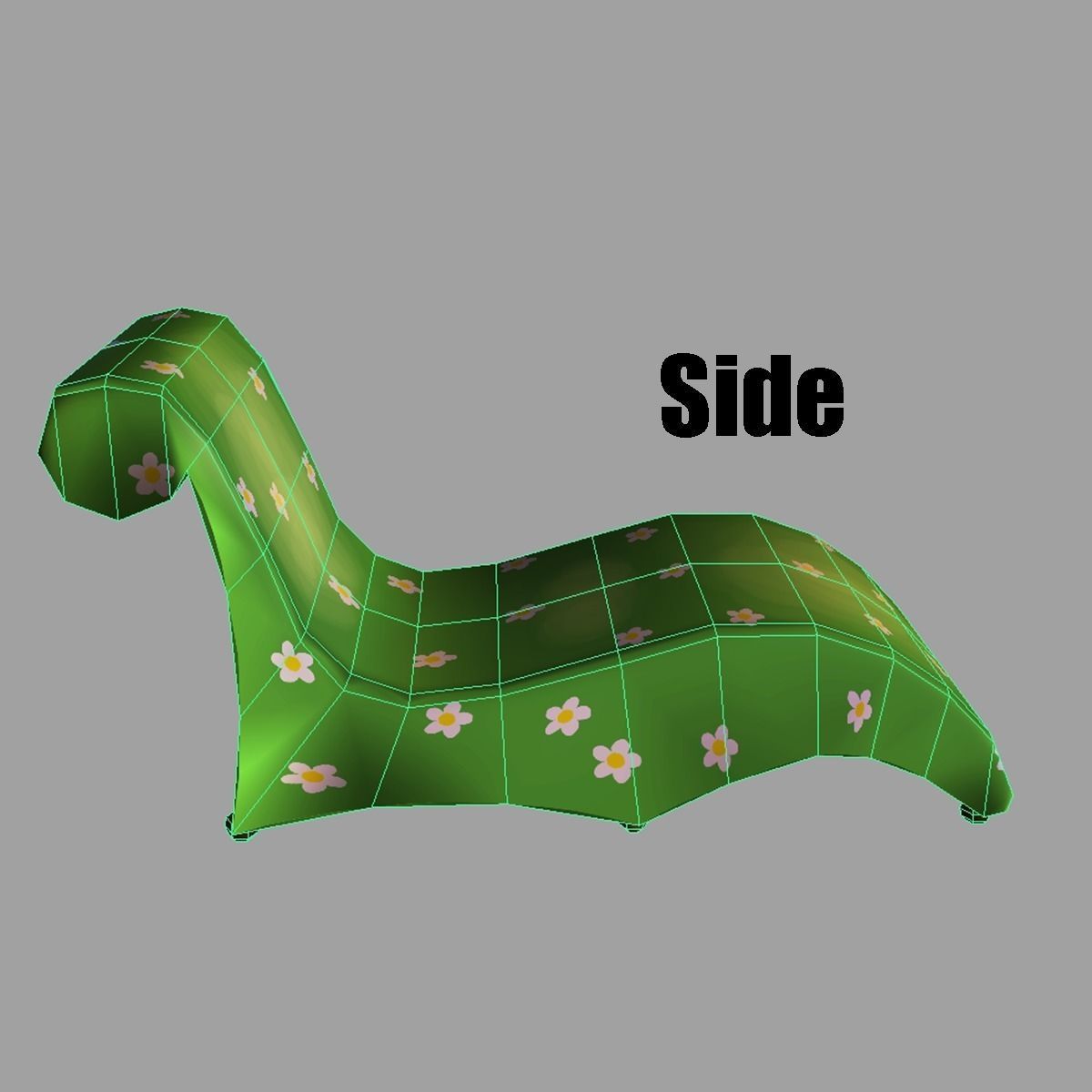 Chair lounge with flowers Low-poly 3D model_7