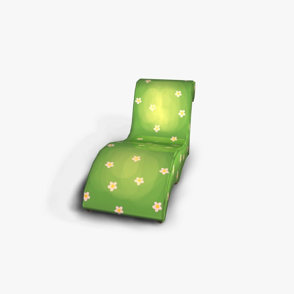 Chair lounge with flowers Low-poly 3D model_5