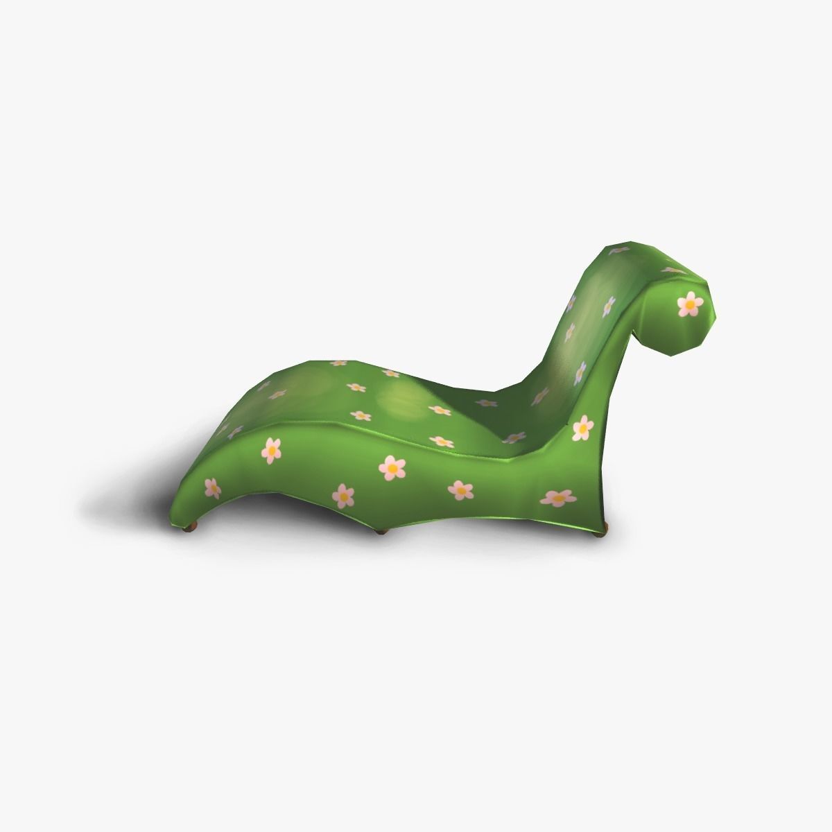 Chair lounge with flowers Low-poly 3D model_4