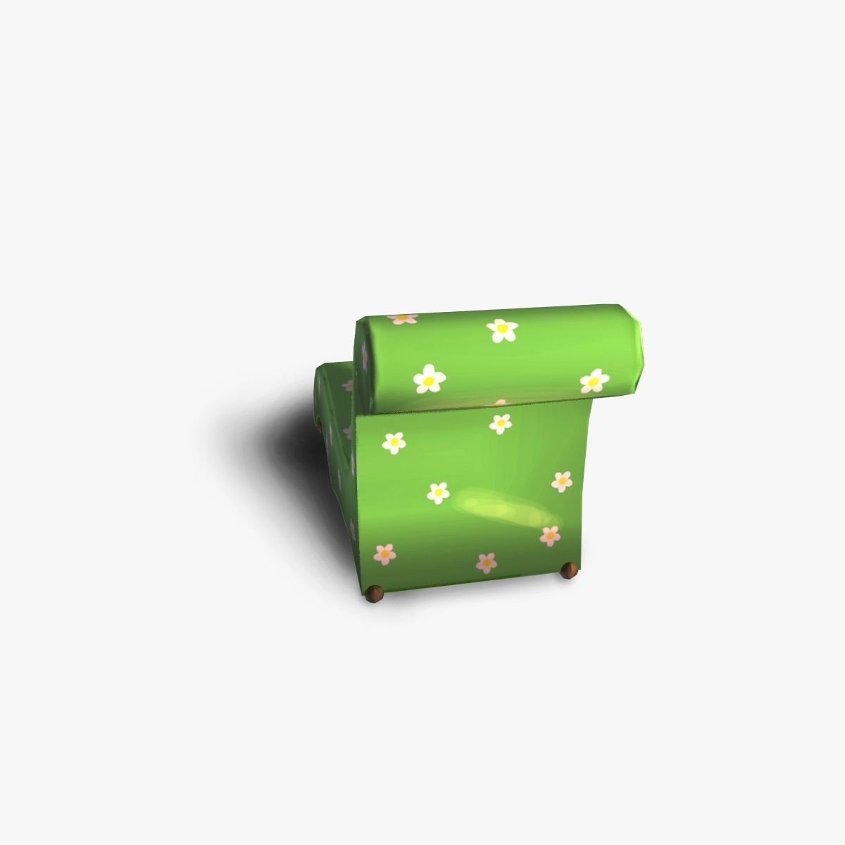 Chair lounge with flowers Low-poly 3D model_2